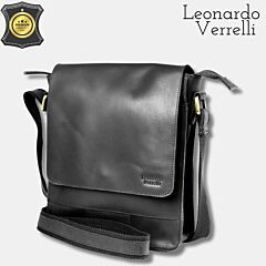 Moška usnjena naramna torba Leonardo Verelli / SIRIN / črna PIKADO.shop®1