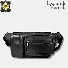 Moška usnjena torba za pas Leonardo Verelli / TALAL / črna PIKADO.shop®1